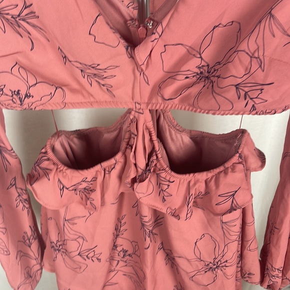 OPEN EDIT pink floral Cutout Long Sleeve Minidress size Large NWT - Picture 11 of 14